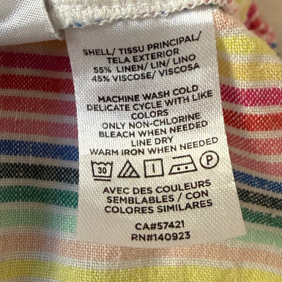 LOFT Large Rainbow Linen Blend Wide Leg Crop Pull On Pants - Picture 9 of 9